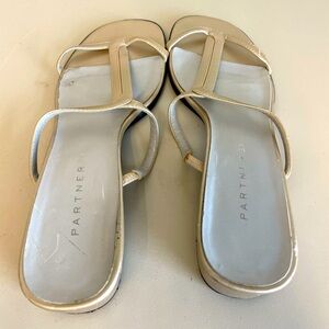 ALDO Lulu metallic low heel comfort heel block heel strappy sandals womens s 8.5